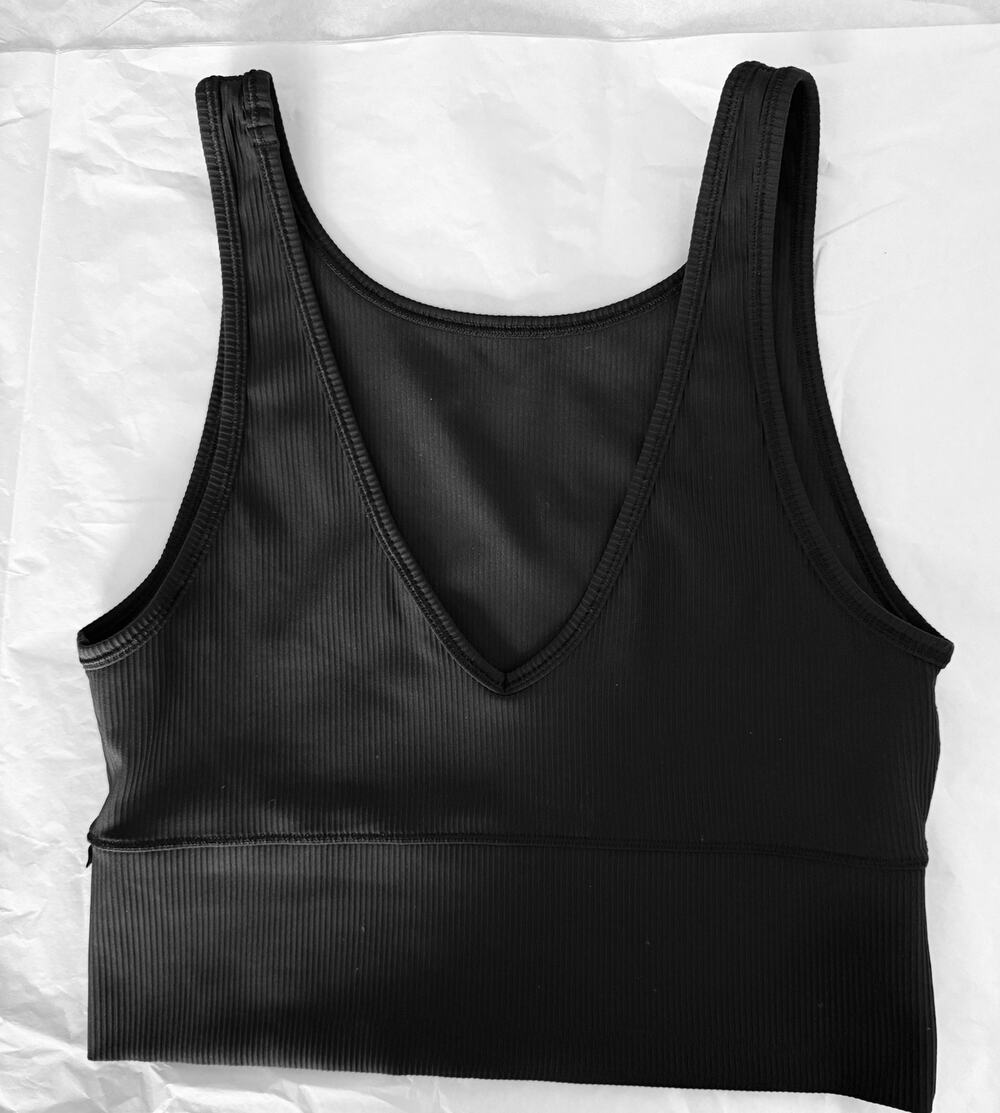 Lululemon Power Pivot Ribbed Tank Black Reversible Yoga Top Womens Size 10